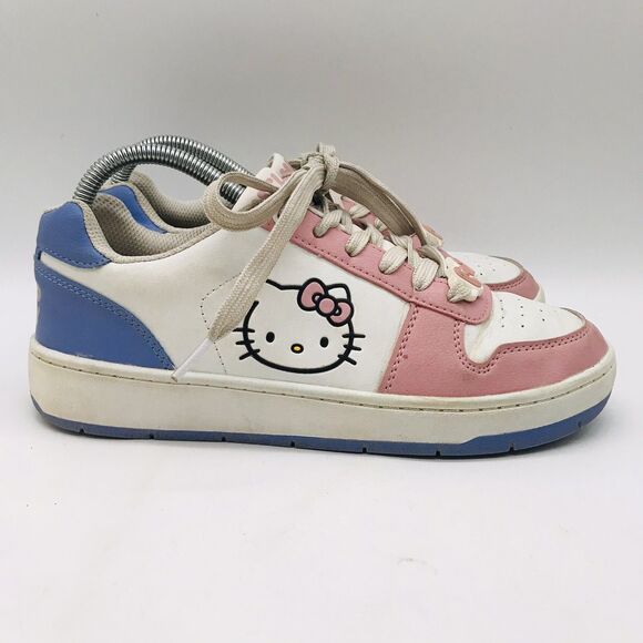 Hello Kitty Casual Court Sneakers by Sanrio Women's 8 White Pink Blue Limited - Picture 1 of 11
